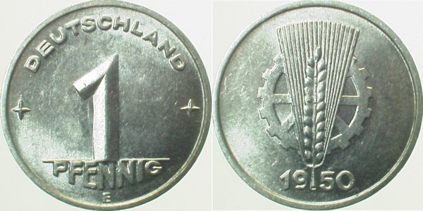 150150E~1.5 1 Pfennig  DDR 1950E vz/bfr. J1501  