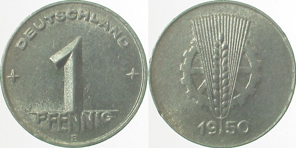 150150E~2.5 1 Pfennig  DDR 1950E ss/vz J1501  