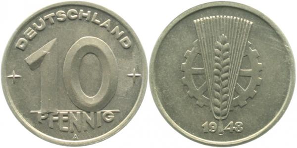 150348A~1.0 10 Pfennig  DDR 1948A stgl./matt J1503  