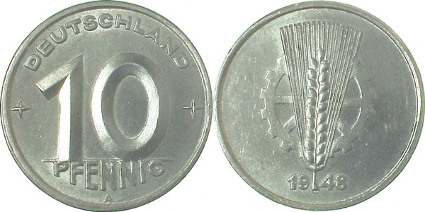 150348A~1.5 10 Pfennig  DDR 1948A vz/stgl. J1503  
