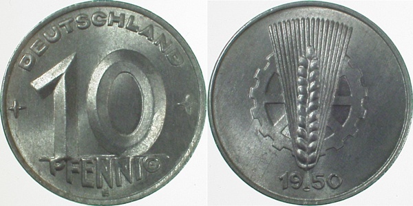 150350E~1.1 10 Pfennig  DDR 1950E prfr/stgl J1503  