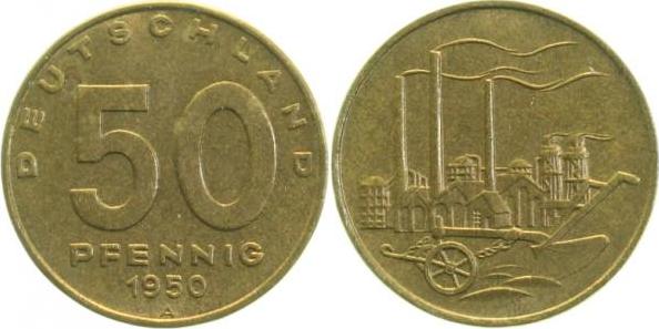 150450A~1.0 50 Pfennig  DDR 1950A stgl.!!! J1504  