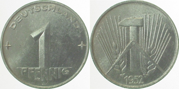 150552A~1.1a 1 Pfennig  DDR 1952A stgl./matt EA J1505  
