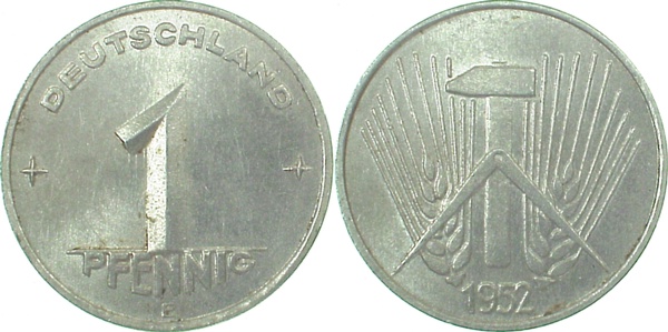 150552E~1.1 1 Pfennig  DDR 1952E bfr/stgl/matt J1505  