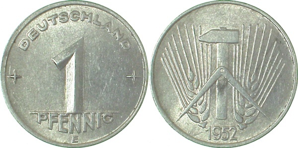 150552E~1.0 1 Pfennig  DDR 1952E stgl/matt J1505  