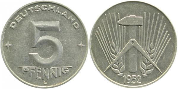150652E~1.1 5 Pfennig  DDR 1952E bfr/stgl/matt J1506  