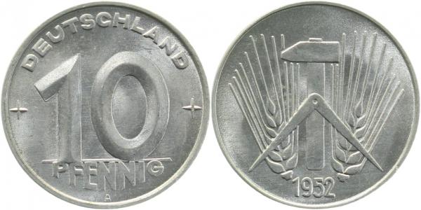 150752A~1.0 10 Pfennig  DDR 1952A stgl./matt J1507  