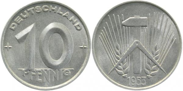 150753A~1.5 10 Pfennig  DDR 1953A vz/stgl. J1507  