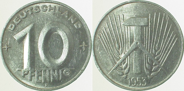 150753E~1.5c 10 Pfennig  DDR 1953E f.prfr/kl.Rf. J1507  