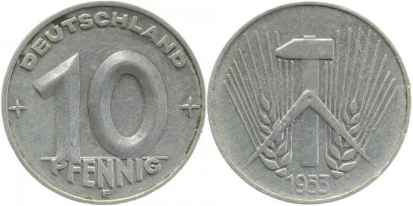 150753E~2.5 10 Pfennig  DDR 1953E ss/vz J1507  