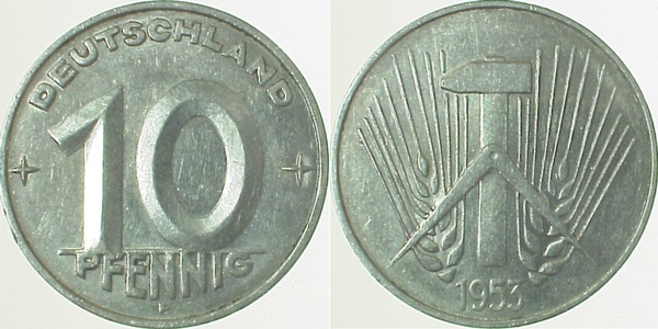 150753E~1.8 10 Pfennig  DDR 1953E vz+ J1507  