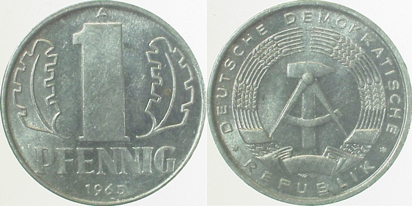 150865A~1.5 1 Pfennig  DDR 1965A vz/stgl. J1508  