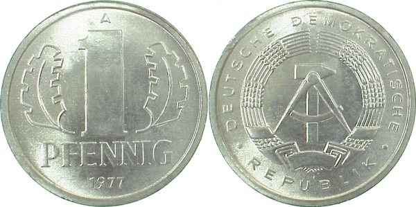 150877A~1.0 1 Pfennig  DDR 1977A stgl./matt J1508  