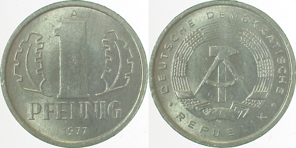 150877A~1.1 1 Pfennig  DDR 1977A bfr/stgl./matt J1508  