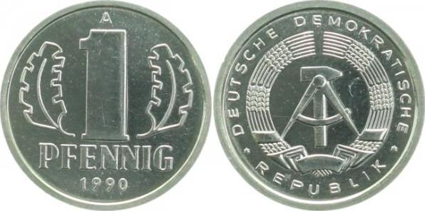150890A~1.0a 1 Pfennig  DDR 1990A spgl. J1508  