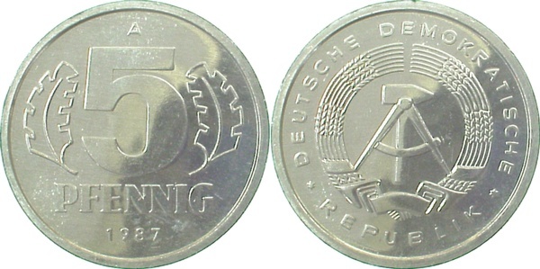 150987A~1.0a 5 Pfennig  DDR 1987A spgl J1509  
