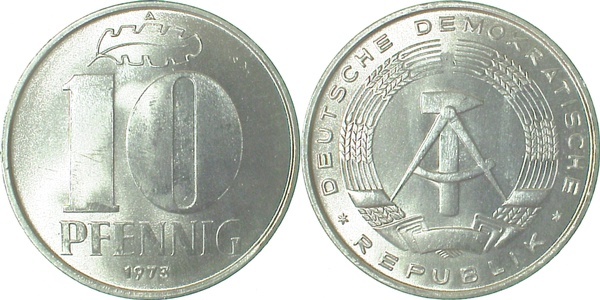 151073A~1.1 10 Pfennig  DDR 1973A bfr/stgl/matt J1510  