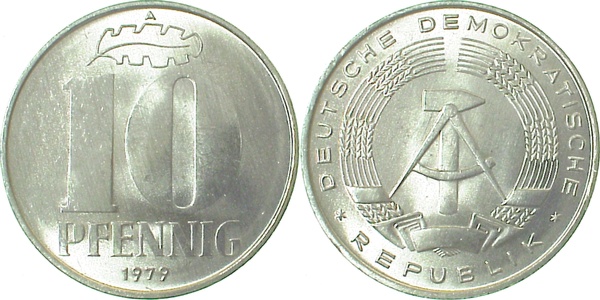 151079A~1.0 10 Pfennig  DDR 1979A stgl./matt J1510  