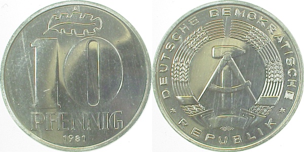 151081A~1.0a 10 Pfennig  DDR 1981A spgl. J1510  