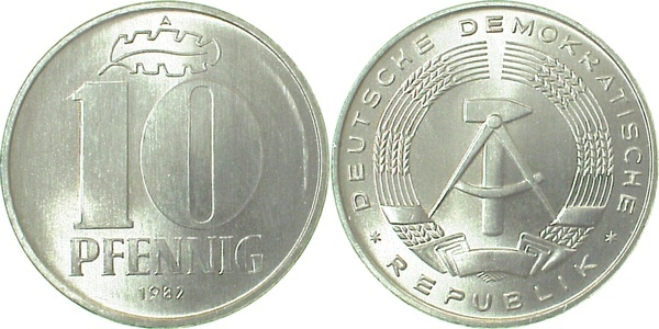 151082A~1.0 10 Pfennig  DDR 1982A stgl./matt J1510  