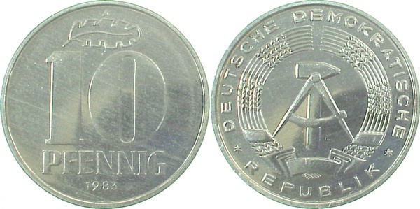 151083A~1.1 10 Pfennig  DDR 1983A bfr/stgl/matt J1510  