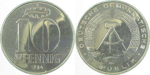 151084A~1.0a 10 Pfennig  DDR 1984A spgl. J1510  