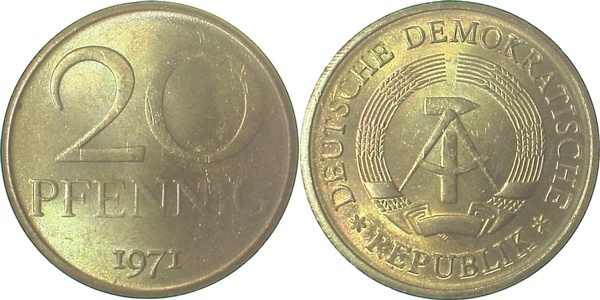 1511a71-~1.1 20Pfennig  DDR 1971- bfr/stgl/matt J1511a  