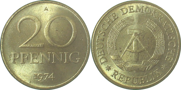 1511b74A~1.0 20Pfennig  DDR 1974A stgl./matt J1511b  