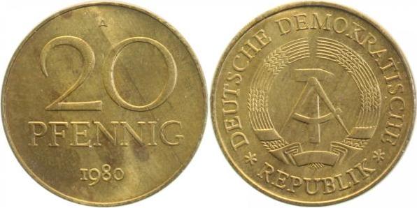 1511b80A~1.2 20Pfennig  DDR 1980A stgl.-/matt J1511b  