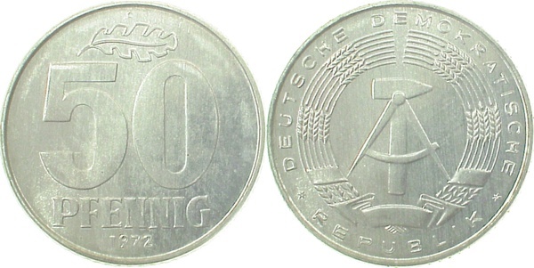 151272A~1.1 50 Pfennig  DDR 1972A bfr/stgl/matt J1512  