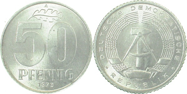 151273A~1.0 50 Pfennig  DDR 1973A stgl./matt J1512  