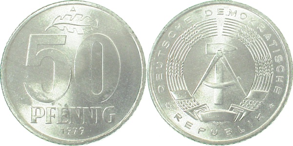 151279A~1.1 50 Pfennig  DDR 1979A bfr/stgl/matt J1512  