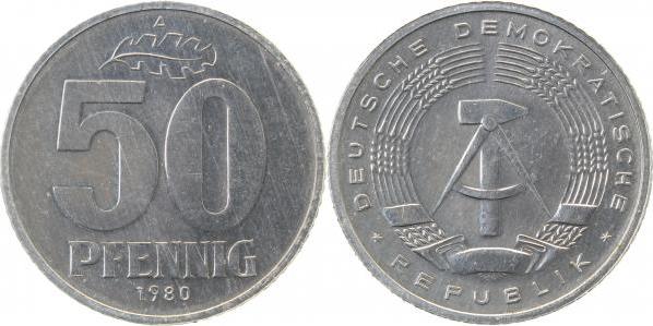 151280A~1.0a 50 Pfennig  DDR 1980A spgl. J1512  