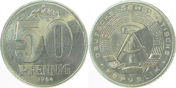 151284A~1.0a 50 Pfennig  DDR 1984A spgl. J1512  