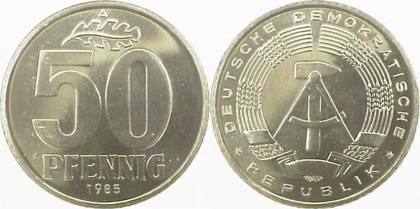 151285A~1.0a 50 Pfennig  DDR 1985A spgl. J1512  