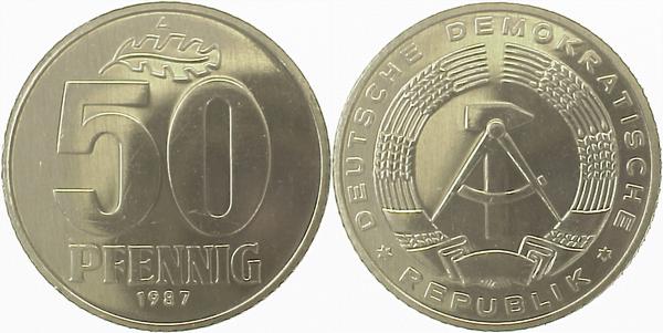 151287A~1.0a 50 Pfennig  DDR 1987A spgl. J1512  
