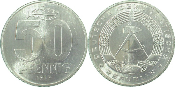 151287A~1.0 50 Pfennig  DDR 1987A stgl./matt J1512  
