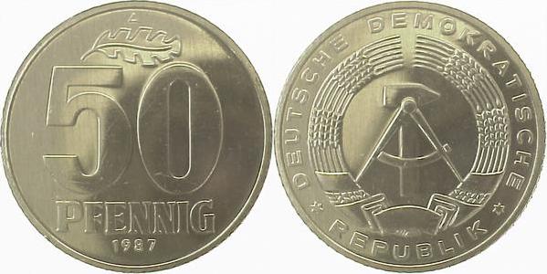 151287A~1.0a 50 Pfennig  DDR 1987A spgl. J1512  