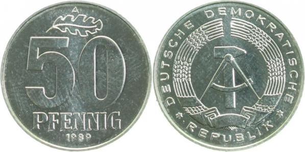 151289A~1.0a 50 Pfennig  DDR 1989A spgl. J1512  