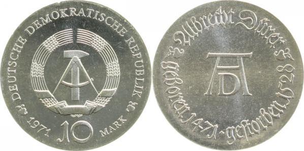 153271A~1.0 10 Mark  Dürer 1971A stempelglanz J1532  