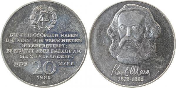 159283~H. 20 Mark  Karl Marx handgehoben J1592  