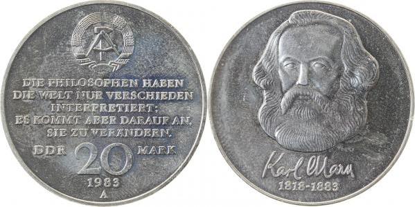 159283~H. 20 Mark  Karl Marx handgehoben J1592  