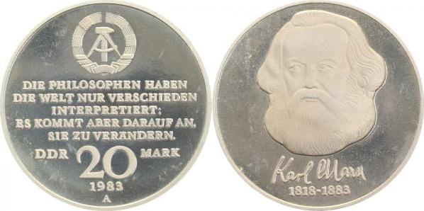 159283A~0.0 20 Mark  100.Todt Marx 1983A PP offene Kapsel TOP! J1592  