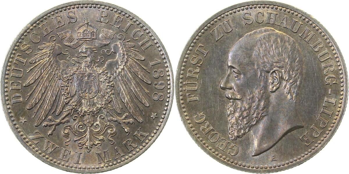 16498A~1.1b-GG-PAT 2 Mark  Georg 1898A prfr/stg, winz. Krätzerchen leichte Patina J 164  