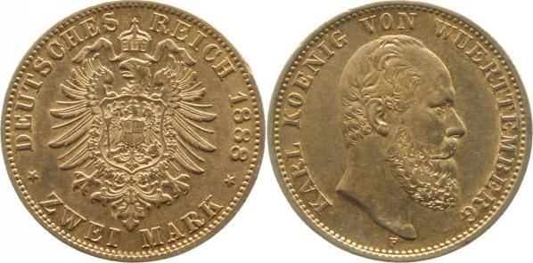 17288F~2.0-GG 2 Mark  Karl v. Württ. 1888F vz J 172  