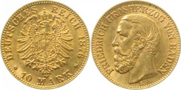 18676G~1.1-GG 10 Mark   Friedrich I v.Baden prfr/stgl !! J 191  