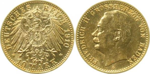 19110G~1.5-GG 10 Mark   Friedrich II v.Baden vz/stgl J 191  