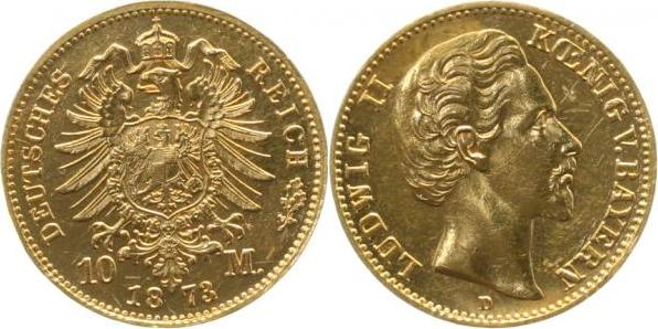 19373D~1.5-GG-b   Ludwig II 1873D f.prfr/f.prfr EA gereinigt !! J 193  