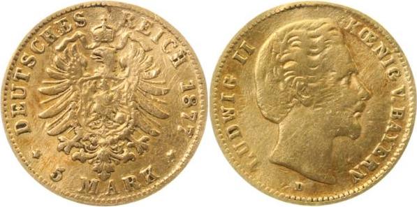 19577D~3.5b-GG 5 M Ludwig II 1877D s/ss bearbeitet 195  