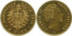 19578D~1.5a-GG 5 M Ludwig II 1878D vz/stgl EA seltener Jahrgang 195  